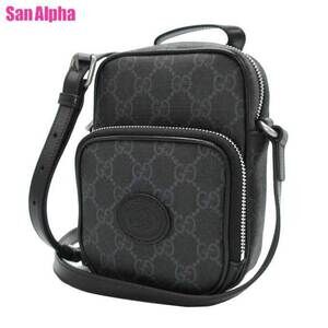 Gucci INTERLOCKING GG SUPREME Shoulder Bag Crossbody Black Multi Line